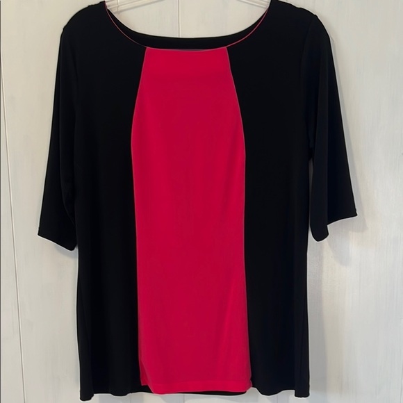 Susan Graver Blouse Black w Pink Size Medium - Picture 1 of 5